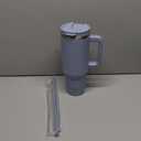 40 oz Tumbler with Handle and 2 Straws,2 in 1 Lid Insulated Water Bottle Stainless Steel Travel Coffee Mug,Lavender