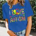 Autism Awareness Shirt Women Autism Shirts Autism Support Tops in April Blue Autism Mom Clothes Special Education Tees