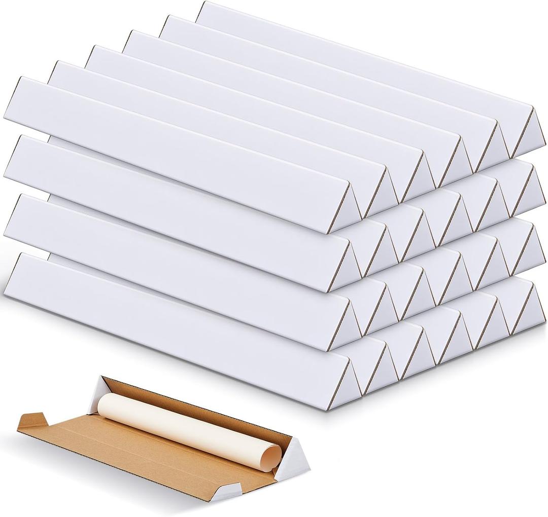 Tatuo 50 Pcs Triangle Mailing Shipping Tubes 36.22" L x 3" w x 3" h Oyster White Corrugated Cardboard Box Poster Tube for Protecting, Shipping, Mailing and Storage of Artwork, Crafts, Long Art Holder
