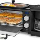 Nostalgia 3-in-1 Retro Breakfast Station - Includes 5 Cup Coffee Maker, Non-Stick Ceramic Griddle, and 4-Slice Toaster Oven - Built-In Timer, Reusable Coffee Filter, Space-Saving Design - Black