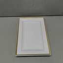 FOCUSLINE 8 PCS Plastic Serving Trays, White and Gold Rim Plastic Serving Platters, Disposable Tray for Food, Perfect for Wedding Parties