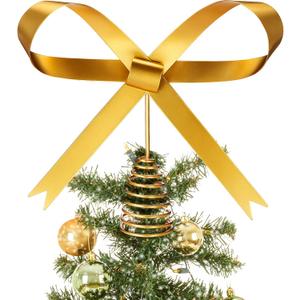 Gejoy Large 10 x 9'' Christmas Metal Bow Tree Topper Christmas Metal Gold Bow Decoration Topper Ornaments for Xmas Tree Garland Wreath Indoor Outdoor