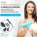 Mini Hair Dryer with Diffuser for Curly Hair | Ultra-Fast Drying & Quiet | Professional Blow Dryer with 20x Faster Brushless Motor | Small Hair Dryer BLDC Motor by SKYPRO