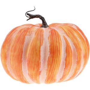 Woration Fake Pumpkin Decoration 8.4 Inch Large Yellow Artificial Pumpkin Faux Vegetable Food Model for Autumn Fall Harvest Halloween Thanksgiving Day