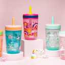 Zak Designs Kelso Toddler Cups For Travel or At Home, 15oz 2-Pack Durable Plastic Sippy Cups With Leak-Proof Design is Perfect For Kids (Fanciful Unicorn, Happy Skies)
