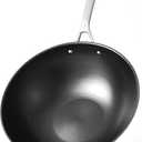 13 Inch Carbon Steel Wok Pan - Carbon Steel Clad, Better than Cast Iron - Lightweight, Naturally Nonstick, Non Toxic Cookware, No Coatings - Induction Wok, Oven, Outdoor Grill Cooking
