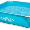 Intex 4 Foot x 12 Inch Miniature Durable Vinyl Outdoor Above Ground Frame Kiddie Swimming and Teaching Baby Pool for Ages 3 and Up, Blue