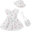 Renotemy Infant Baby Girl Summer Dress Ruffle Flutter Sleeve Bowknot Sundress Gifts Casual Clothes Outfits with Hat and Bag