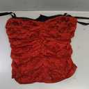 Women Sexy Y2k Double Lined Shelf Bra Tank Top Dressy Crop Corset Camisole Top with Built in Bra for Date Night Club (Large, Lace-red)