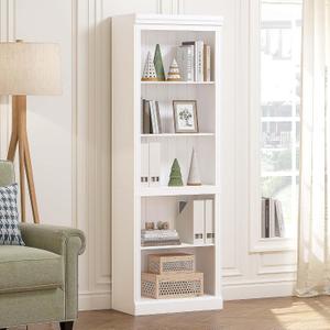 Spirich 5 Tier White Bookshelf, Tall Bookshelf with Storage, Open Wooden Book Shelf, Modern Large Bookcase for Living Room, Home Office, Dinning Room