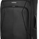 American Tourister 4 KIX 3.0 Checked-Medium Softside Expandable Luggage with 4 Spinner Wheels, Black