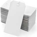 White Shipping Tags with Elastic String - Coideal 60 Pcs Blank Paper Hang Tags Attached Reinforced Hole Strung Cardstock for Labeling Price Inventory Luggage 4 3/4" x 2 3/8"