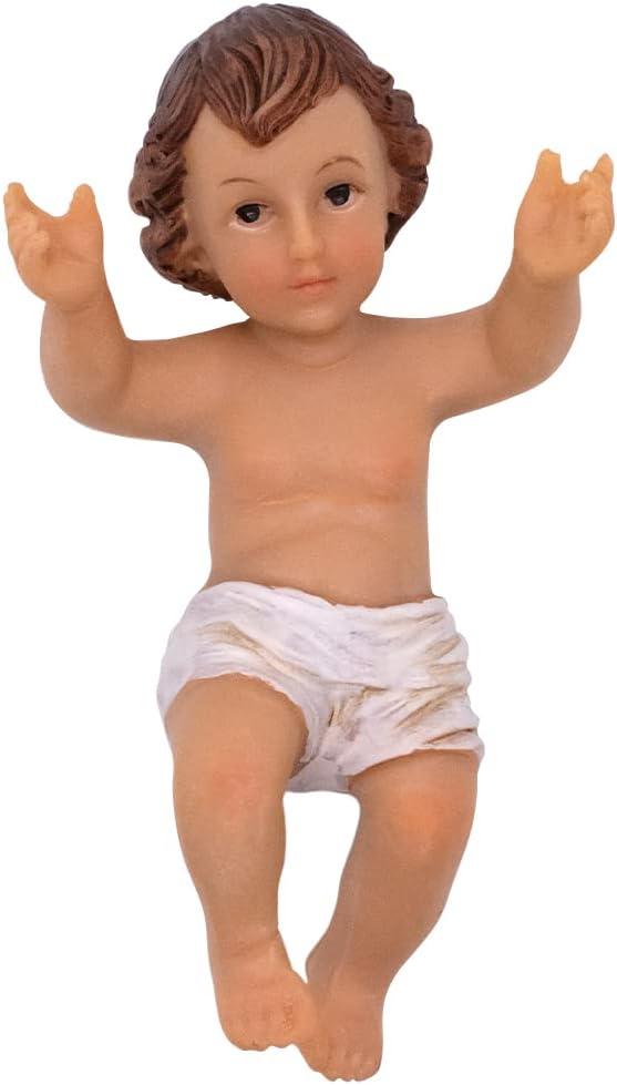 Baby Jesus Nativity Figurine | Painted Christ Child | Add to Manger or Creche Scene | Great Christian Home and Church Dcor for Christmas Season | 12", 8", 6" or 4.5" Long (4.5" Jesus)