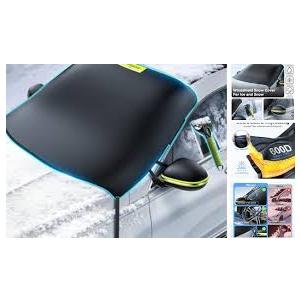 3-in-1 Windshield Snow Cover for Pickup & Light-Duty Truck — Heavy-Duty 600D Oxford Frost Guard with Ice Scraper, 360° Windproof Design for Ford F-150, RAM 1500 X-Large