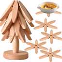 Wooden Tree CoastersTree Coasters Set of 4Wooden trivets for hot DishesWooden Coaster Tree Wooden Trivet Tree for Hot Dishes, Pot, Bowl, Coffee, Teapot (Wood-4)
