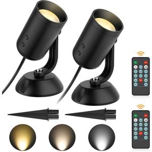 Olafus 2 Pack Dimmable Spotlights Indoor, LED Uplighting with Timer and Remote, 5W LED Up Lights, Floor Spotlight for Pictures Artwork Plant, Plug in Spotlight with 6.56 FT Cord