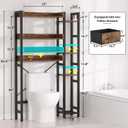 Over The Toilet Storage with 2 Drawers - 7 Tier Bathroom Organizer with Adjustable Shelf, Freestanding Space Saver Storage Rack Above Toilet Stand with 4 Hooks for Restroom, Laundry, Rustic Brown