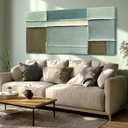Modern Green White Hand Painted Canvas Wall Art Living Room 24x48 Inch