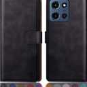 SUANPOT Compatible with Moto G 5G 2025/Moto G 5G 2026/Play 2026 Wallet case with RFID Blocking Credit Card Holder,Flip Book PU Protective Cover Women Men for Moto G 5G 2025 Phone case Black