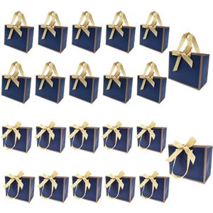 TKSBAG 100 Pack Navy Blue and Gold Gift Bags with Bow Handles, 6.43.15.1 In Small Thank You Bags Bulk for Birthday, Weddings, Baby Shower, Party Favors, Thanksgiving, Christmas