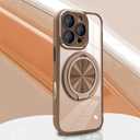 QSIETSPY Magnetic Case for iPhone 14 Pro Max with 360°Rotating Hidden Metal Kickstand Compatible with MagSafe Full Camera Protection Shockproof Phone Case for iPhone 14 ProMax 6.7" -Desert Titanium