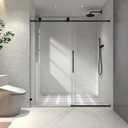 Single Sliding Shower Door,55"-60" W x 76" H Frameless Shower Door with 5/16" (8mm) Thick SGCC Tempered Glass W/Adjustable Soft Closing,Bathroom Glass Door for Spa（Matte Black）