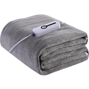 YAKEE Electric Mattress Pad Twin Szie 39''x75'', Soft Colar Fleece with 4 Heating Levels, 10-Hour Auto Shut Off, Fast Heating, Deep Pocket Bed Topper Fit Up to 21", Machine Washable, Grey (Gray)
