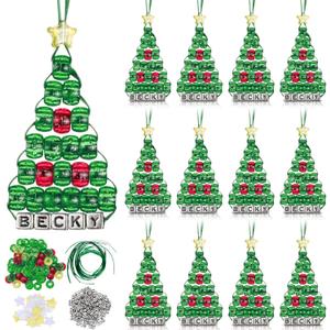 VioraWhite 12 Set DIY Christmas Beaded for Crafts with Star and Pentagram for Christmas Tree Home Decoration Xmas Ornament Kits