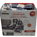 Sunbeam Microplush Sherpa Electric Heated Throw Blanket-Black/White Plaid 60×70"