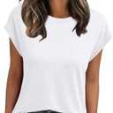 Womens Cap Sleeve Summer Tops T Shirts Business Casual Dressy Spring Fashion Outfits Cute Trendy Clothes 2025 3XL
