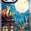 for iPhone 15 Pro Case, Starry Night Cats on Rooftop Pattern, Military-Grade Drop Protection, Cute Fantasy Soft Slim TPU Protective & Camera Protection for Women & Girls (CatGlass)