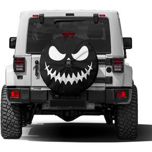 Foruidea Scary Halloween Pumpkin Black Spare Tire Cover with Backup Camera Hole Wheel Tire Cover Fit Trailer, RV, SUV and Many Vehicle 17inch