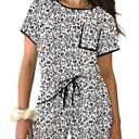 2 x KISSMODA Womens 2 Piece Lounge Outfits Button Down Shorts Whiteleopard XXL (White, XXL)