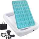 Inflatable Kids Travel Bed Toddler Air Mattress Set,Portable Blow Up Mattress Sleeping Bed Cot with Bed Rails and Electric Pump Ideal for Road Trip (Green)