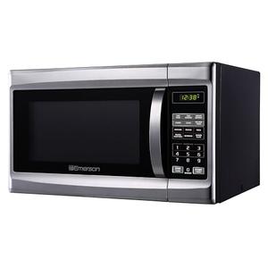 Emerson MW1338SB Countertop Microwave Oven, 6 Pre-Programmed Settings, Removable Glass Turntable, Child Safety Lock, 1.3 Cu ft, 1000W, Stainless Steel