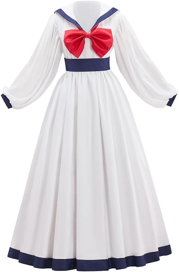 Women's Preppy Style Sailor Collar Costume Vintage Lolita JK Uniform Long Sleeves Casual White Retro Dresses (XX-Large)