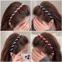 Vintage Pearl Beaded Headbands for Women High Cranium Hairband with Teeth Brown Red Black Wavy Comb Headband White Pearl Hairbands Fall Winter Fashion Hair Accessories for Bride Wedding Party 3Pcs