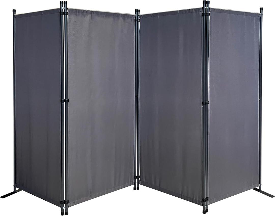 Paravent Divider Screen 165 x 220 cm Gray (4-Panel, Grey)