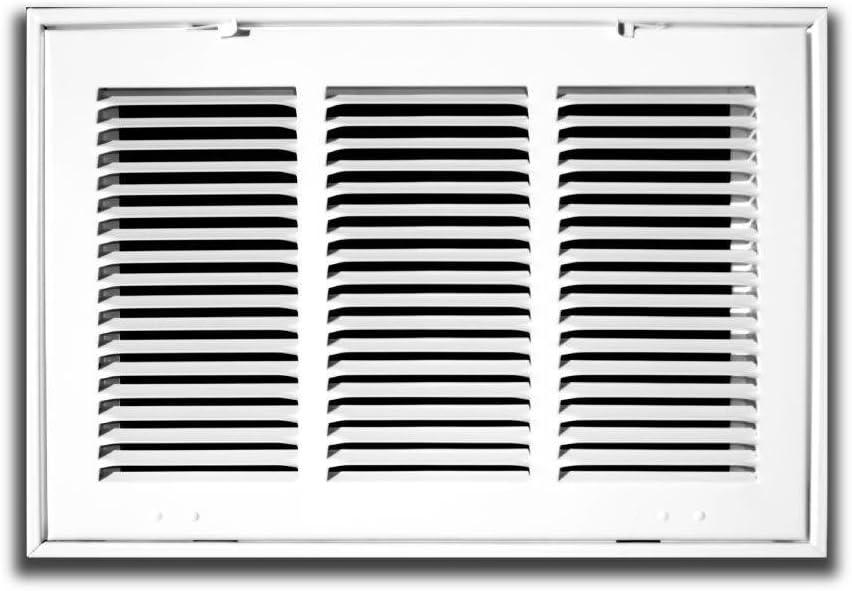 HVAC Premium 12 x 12 Duct opening Steel Return Air Filter Grille, for 1-inch Filter, Removable door, Flat stamped HVAC Vent Cover Grille, Outer Dimensions 14.5 x 14.5