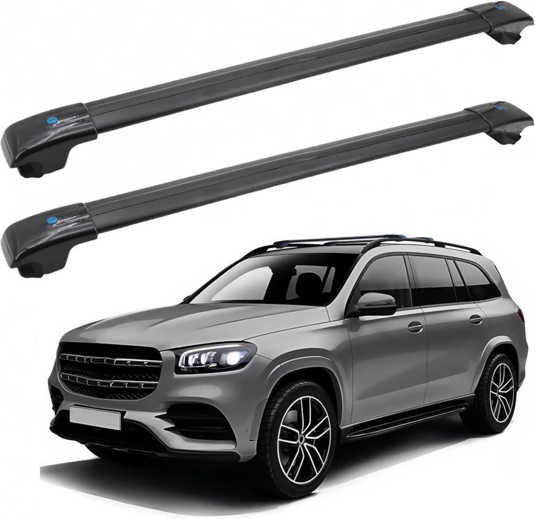 SYDSZ Roof Rack Cross Bars 300lb Compatible with Mercedes-Benz GLS X166 X167 2012-2026, with Raised Side Rails, Heavy Duty Anti-Theft Aluminum Roof Rails Crossbars Rooftop Luggage Racks Carrier