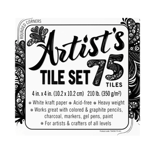 Artist's Tile Set: White Thick 210 lb Paper, 17pt, 4x4 inches. Pack of 75 Square Sheets. Heavyweight Paper for tangles, Patterns, Mandalas and Miniature Drawings. Blank Index Flash Note Cards