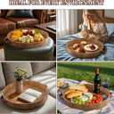 Ottoman Tray with Handles, 20 Inches Round Large Tray for Ottoman Wooden Serving Tray Decorative Trays for Living Room Wooden Trays for Party, Dinner, Breakfast, Appetizers, Entertaining Guests