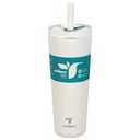 REDUCE Halo 24 oz Stainless Steel Vacuum Insulated Tumbler - Spill Proof Travel Mug with Flip Handle Lid - Keeps Drinks Cold for 32 Hrs - Dishwasher Safe - Cupholder Friendly - Beige Quartz