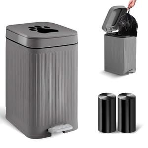 Dog Poop Trash Can Outside, 5L/1.3 Gal Pet Poop Bucket with Lid, Foot Pedal, Dog Waste Container with 40 Bags, Lid Soft Close for Pet, Grey