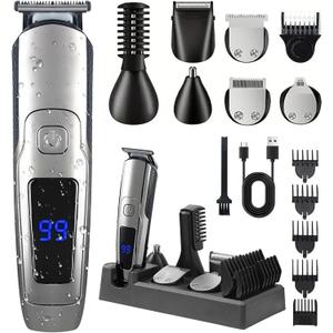 Beard Trimmer for Men, 20 Length Settings, Waterproof Electric Razor for Men, Hair Trimmer, Nose Hair Trimmer, Cordless Hair Clippers, All-in-One Grooming Kit
