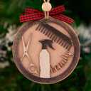 Hairdresser Beauty Ornament  Wooden Salon Scissors & Comb Christmas Decoration, Hairstylist Gift for Tree, Barber & Cosmetology Holiday Ornament O143