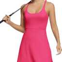 Tennis Dress for Women Athletic Golf Dress with Built in Separate Shorts Backless Workout Dress with Adjustable Straps Pink (Pink, M)