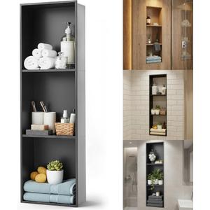 LEIFIDE 36 x 12 Inch 3 Tiers Shower Niche 304 Stainless Steel Shower Niche No Tile Needed, Recessed Shelf for Bathroom Wall, Home Bathroom Storage, Matte Black, 35.43 x 11.02 x 4.92 inches