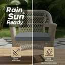 Outdoor Chair Cushions, Fade-Resistant & Water-Resistant, D Shaped Patio Furniture Seat Chair Pads Replacement with Ties, Non-Slip Bottom, Removable Cover, Set of 6, 18.5 x 16 Inch, Dark Grey, 18.5" x 16" 6 Pack