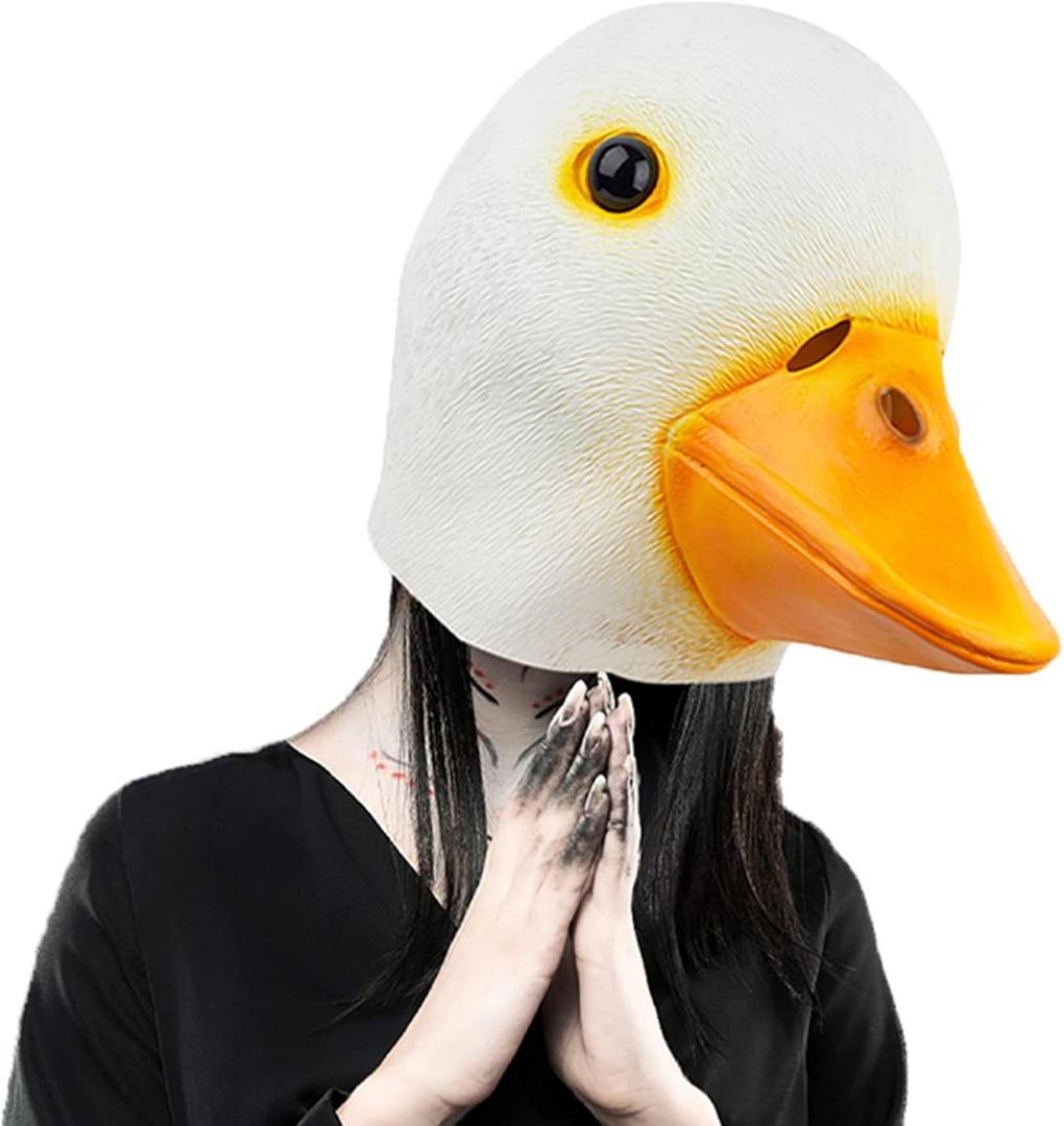 AQKILO Duck Mask Animal Latex Full Head Realistic Masks Fancy Dress for Halloween Carnival Costume Party